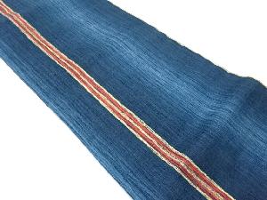 手織り紬すくい織縞模様織出し全通袋帯